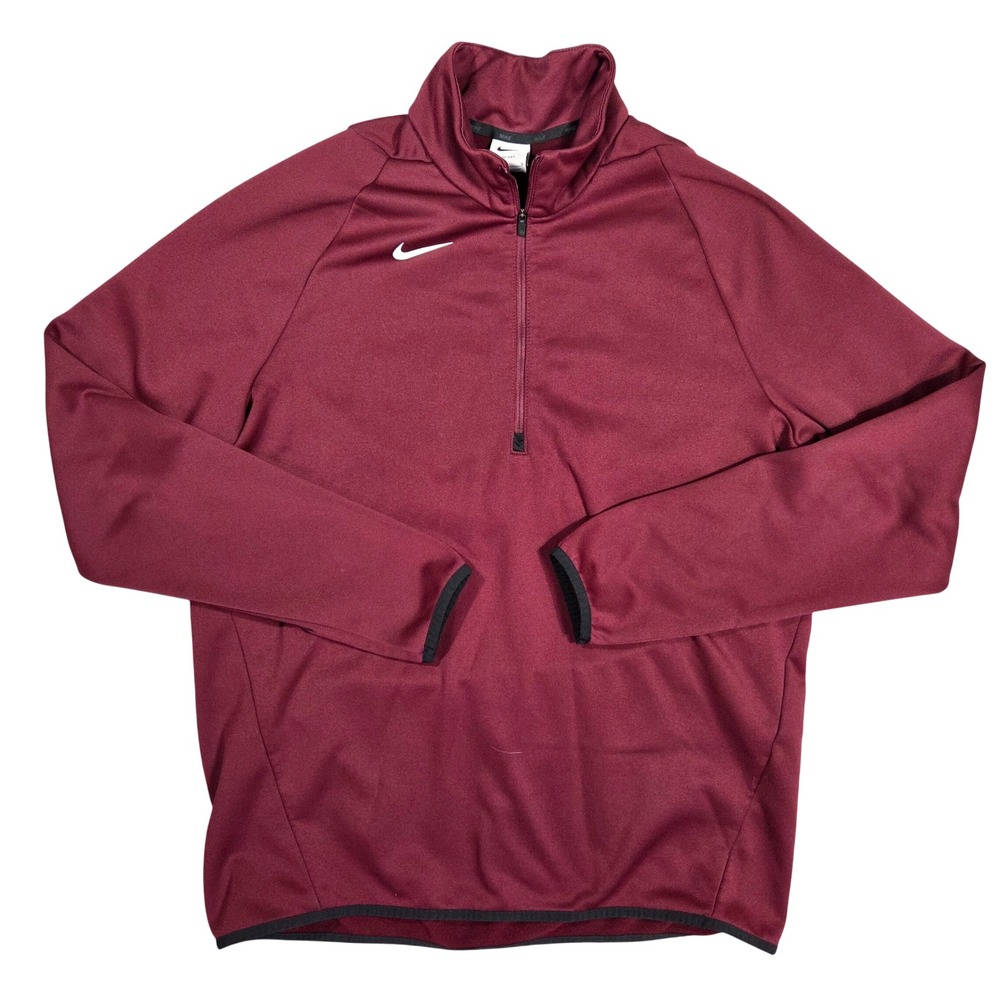 Nike Dri-FIT Mens Quarter Zip Pullover Maroon Burgundy Athletic Fleece Large